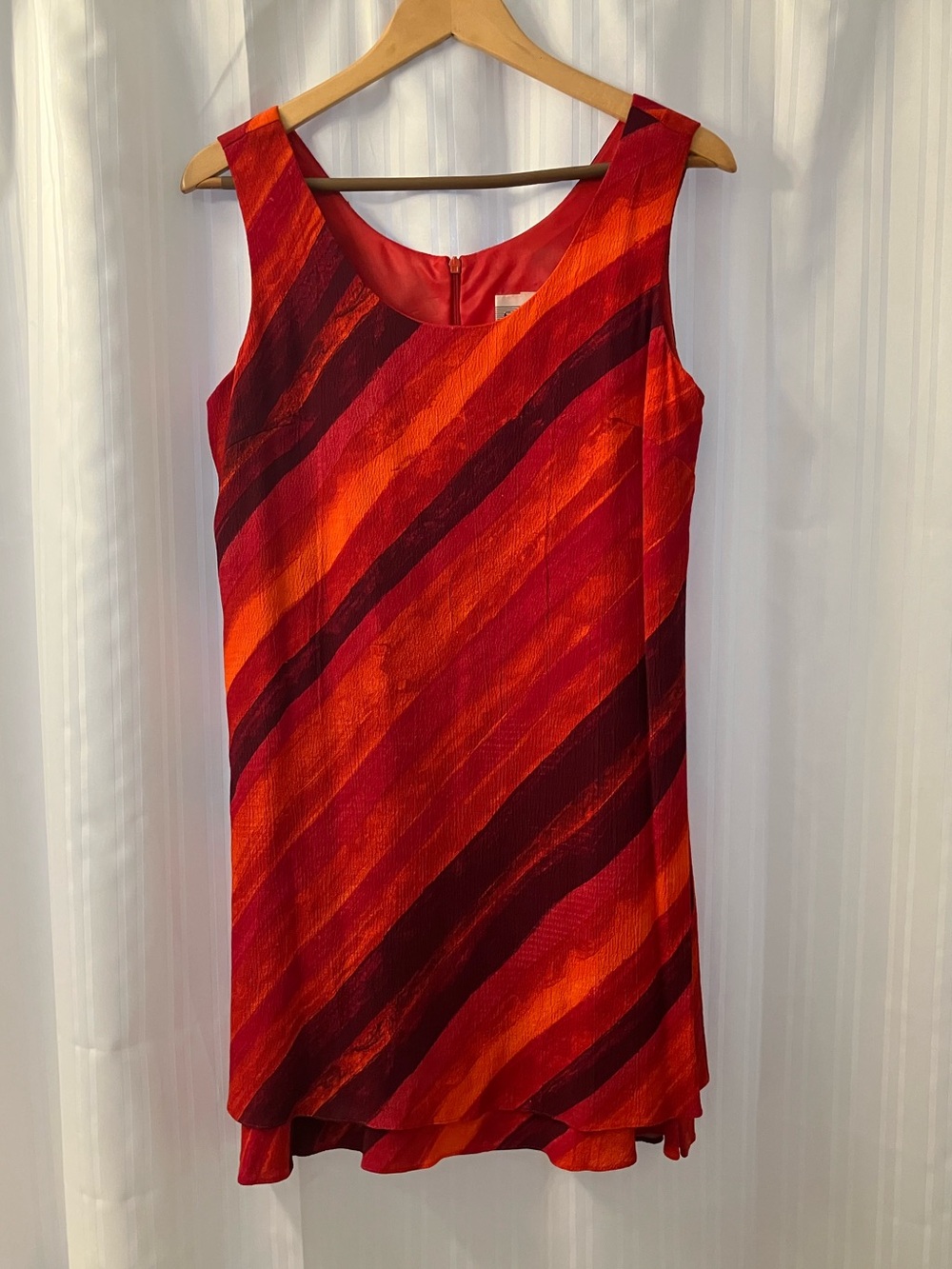 Vintage S.L. Fashions Petites Shift Dress Sleeveless w/ Red & Orange Stripes